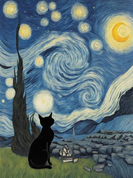 00024-20240103213440-7804-The Starry Night by Vincent van Gogh HuMeow _lora_SDXL-HuMeow-LoRA-r8-000003_1_.jpg